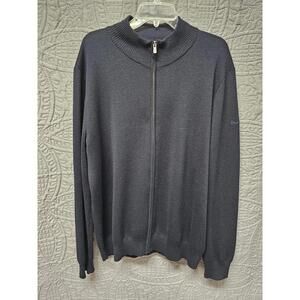 Faconnable Men's Full Zip‎ Cardigan Merino Wool Navy Color Size XXL